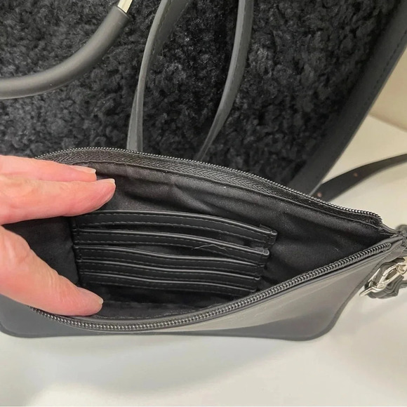 House Of Harlow 1960 Black Sherpa Crossbody Weekender Tote Bag Large oversized - Picture 4 of 9